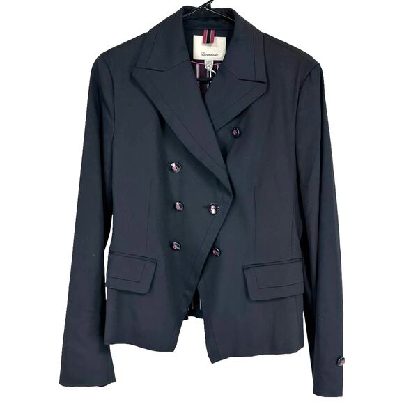 Faconnable NWT Double Breasted Asymmetric Slant Wool Blend Blazer Size 4 Lined - Picture 1 of 9